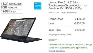 Lenovo Chromebook Flex 5i discounted down to $ (Updated)