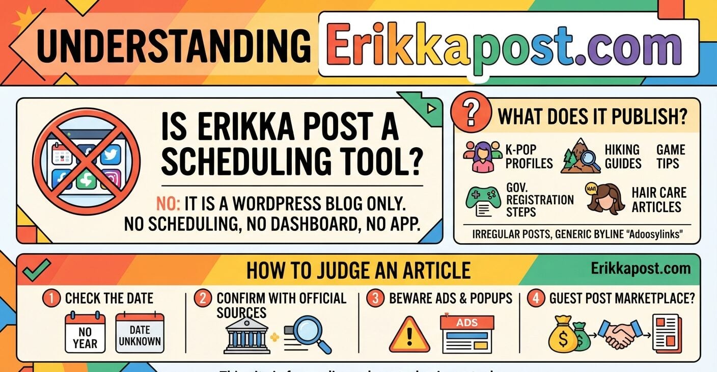 Erikkapost.com general-interest WordPress blog homepage and trust signals.