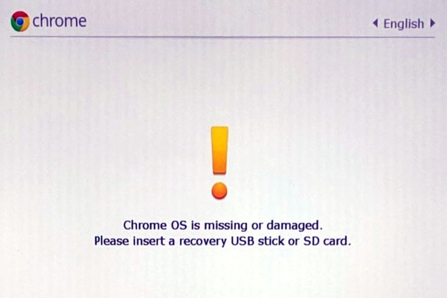 Google Chrome OS is missing or damaged