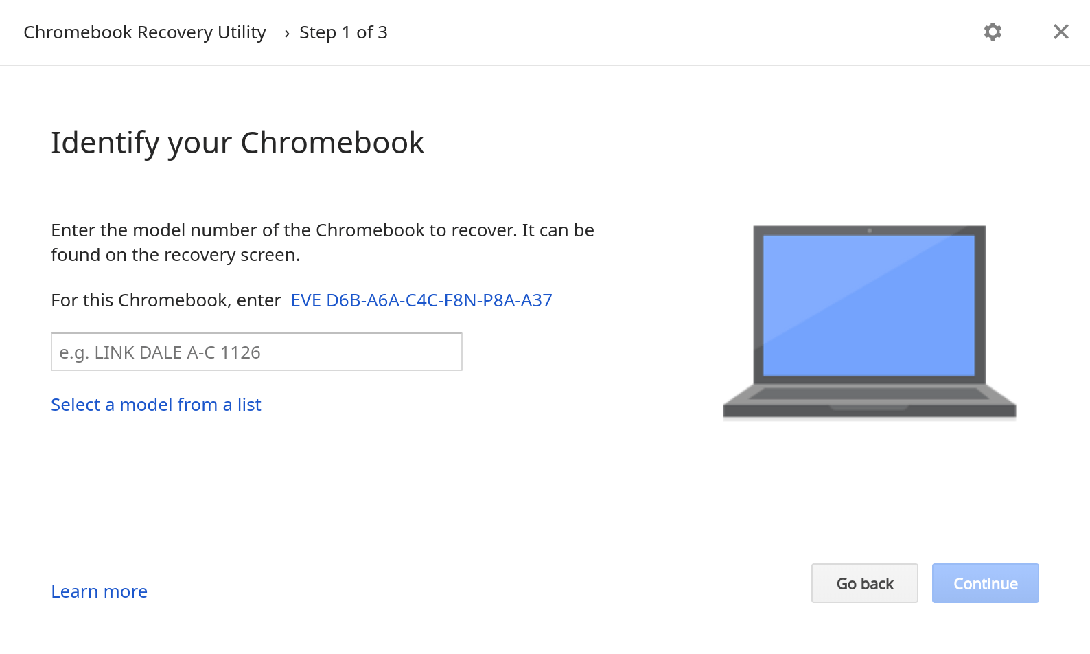 Identify your Chromebook recovery