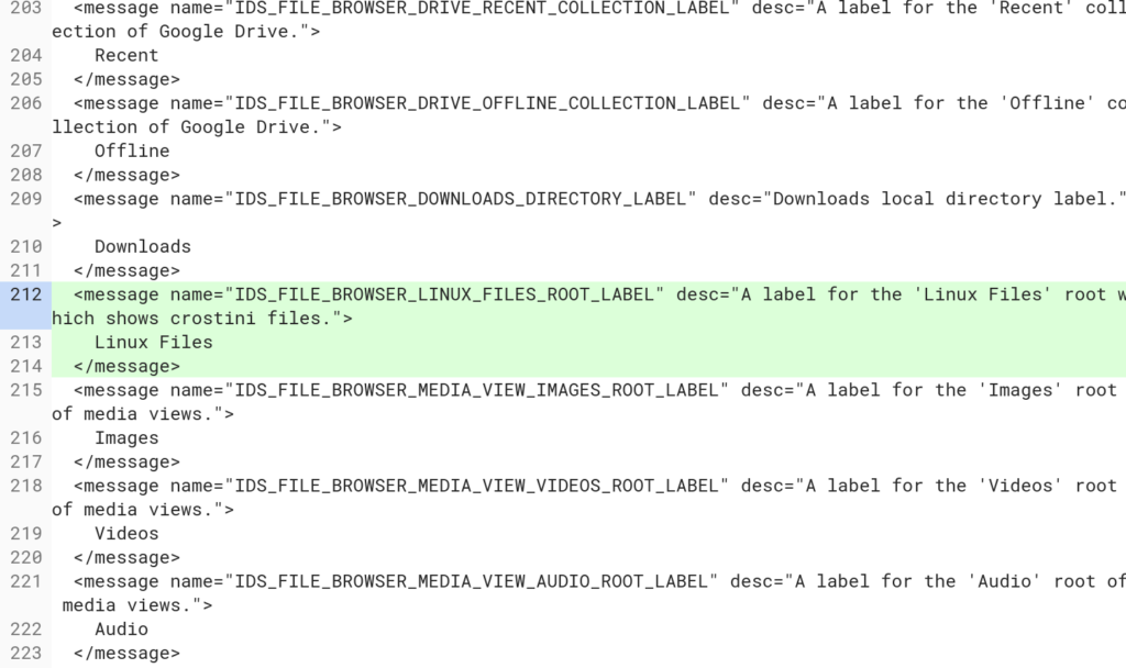 Linux apps placeholder in Chrome OS Files app