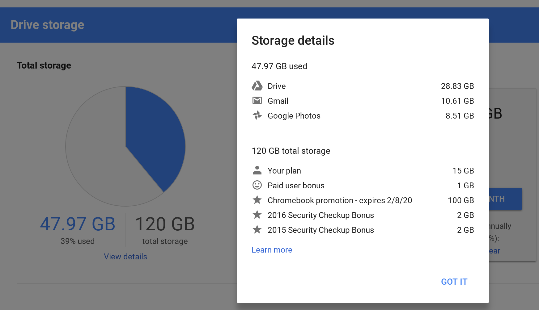 My Google Drive storage