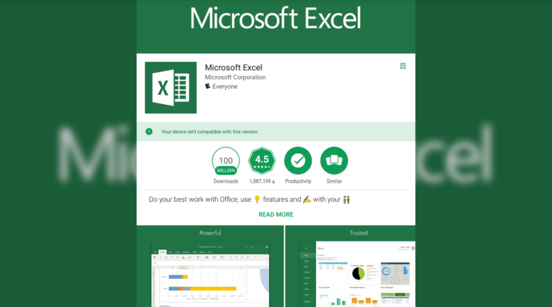 Why is the android version of microsoft excel not compatible with chromebooks updated about 