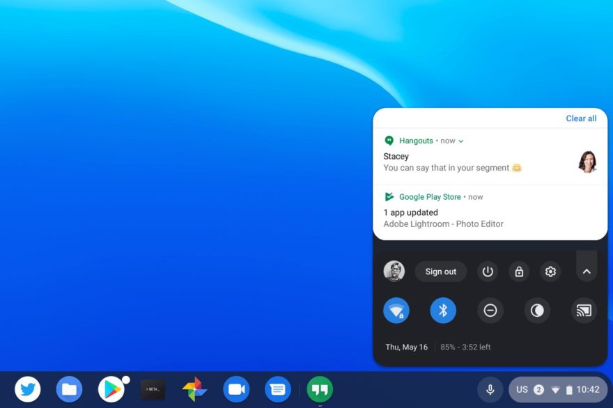 Chrome OS individual app notification settings