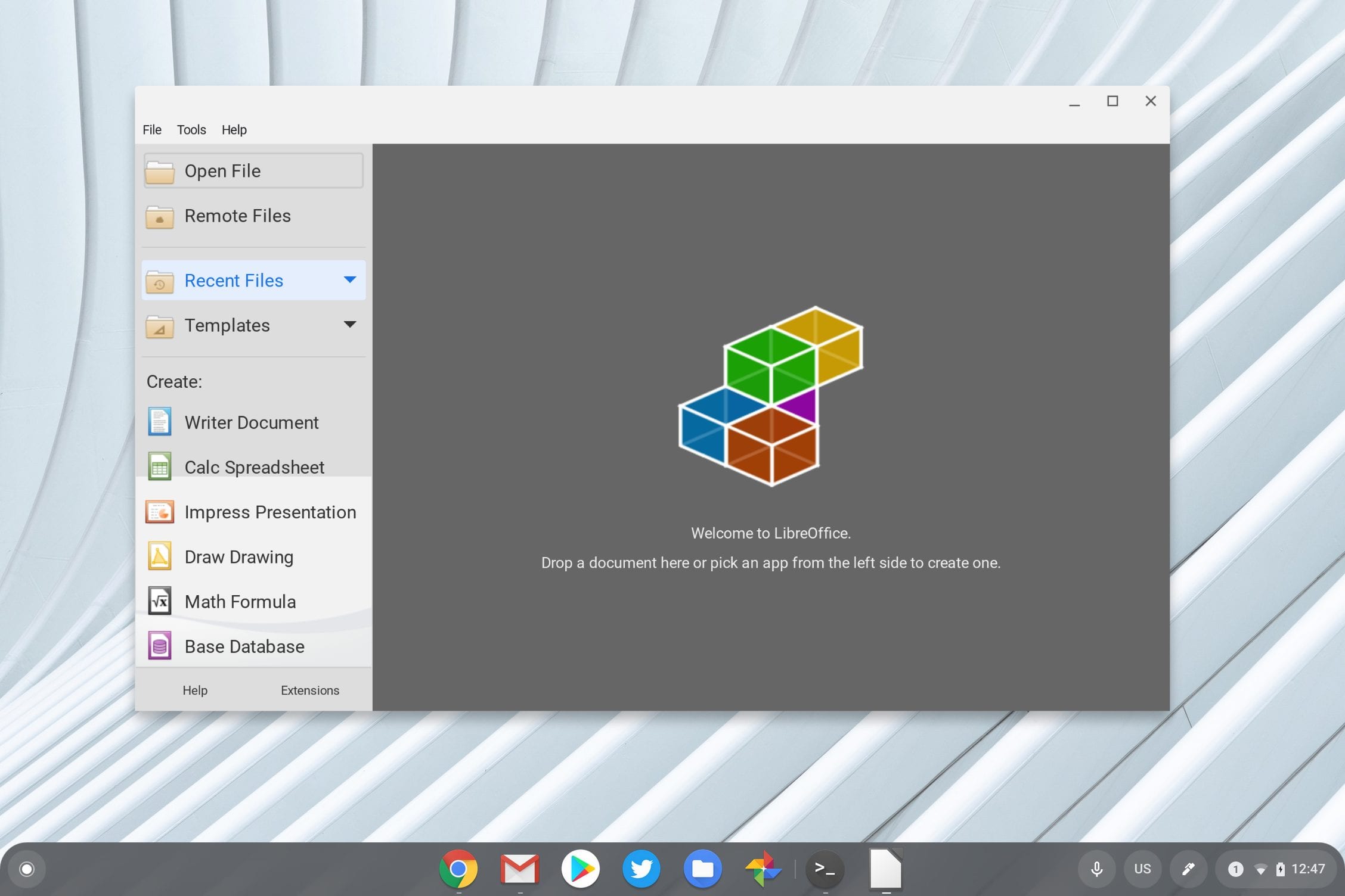 How to install LibreOffice for Linux on a Chromebook after downloading it as a tar.gz file