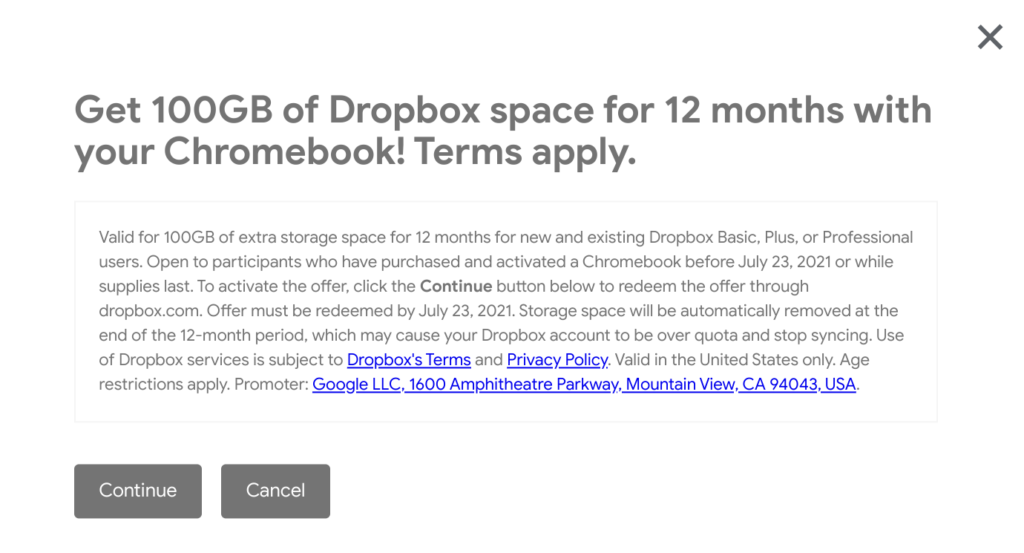 dropbox storage cost