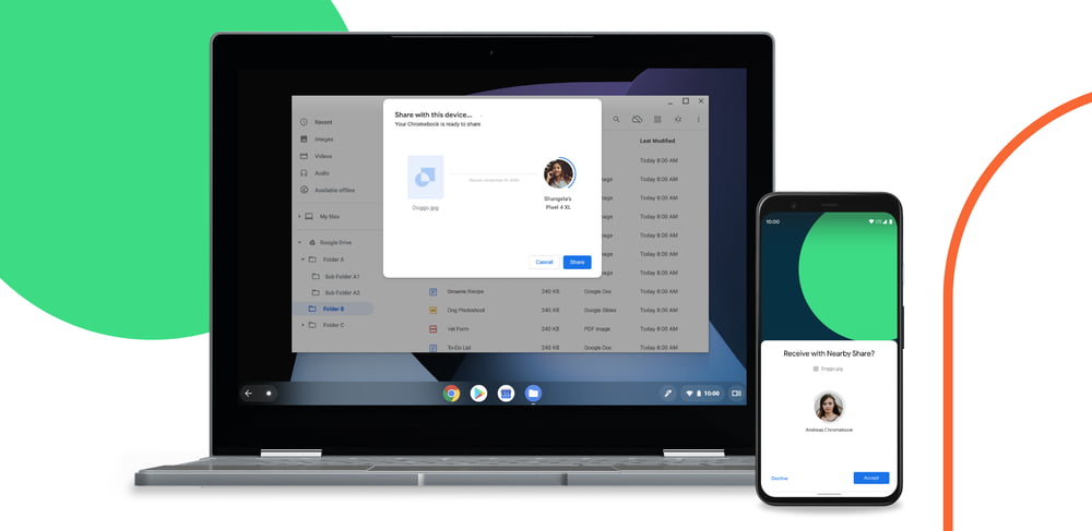 Nearby Share file feature on Android now, Chromebooks in the “coming months”