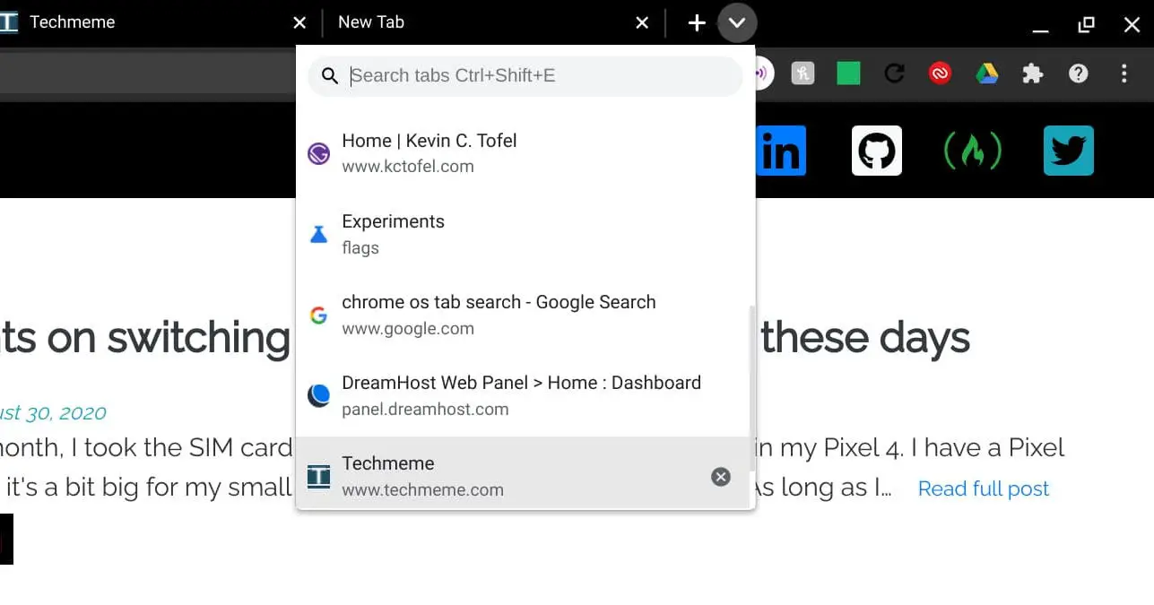 Chrome OS 91 will add Recently Closed tabs in Tab Search