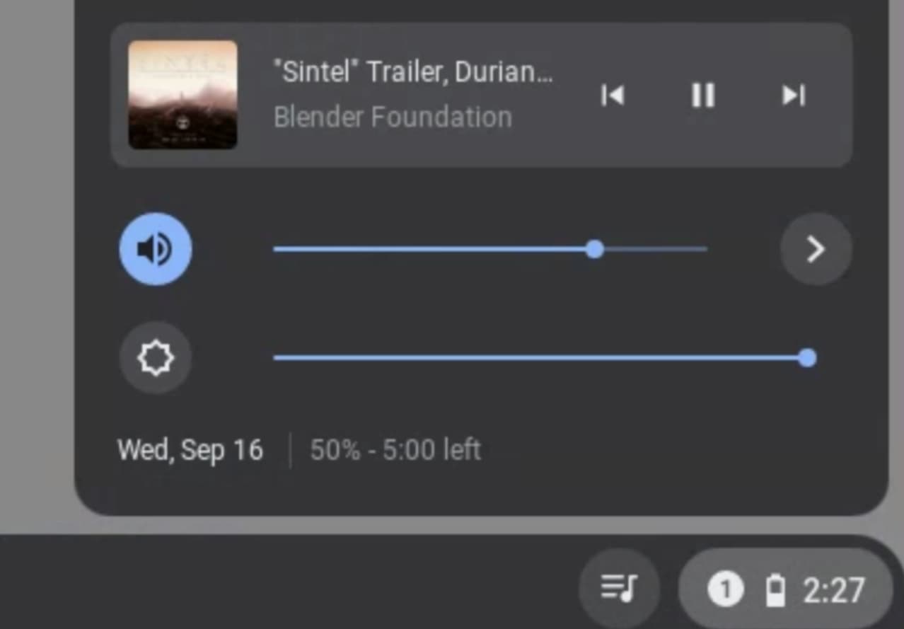 Chrome OS 87 may move media playback controls to Quick Settings on Chromebooks