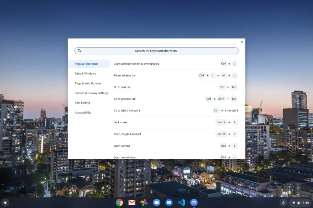How to view keyboard shortcuts on a Chromebook