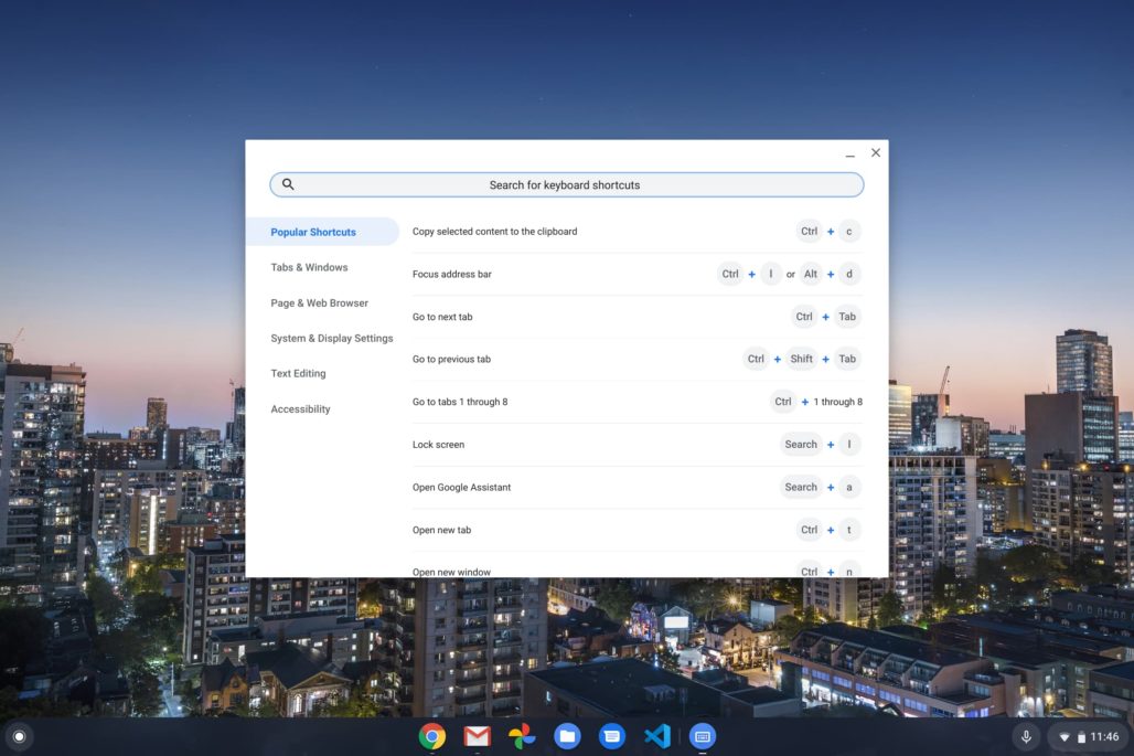 How to view keyboard shortcuts on a Chromebook