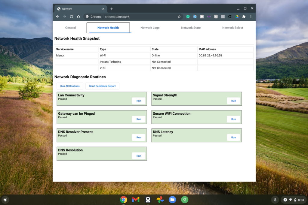 chromebook network mac address