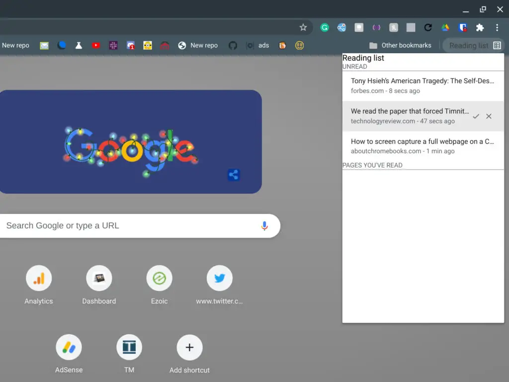 Chromebook Read-Later function from ChromeOS 87
