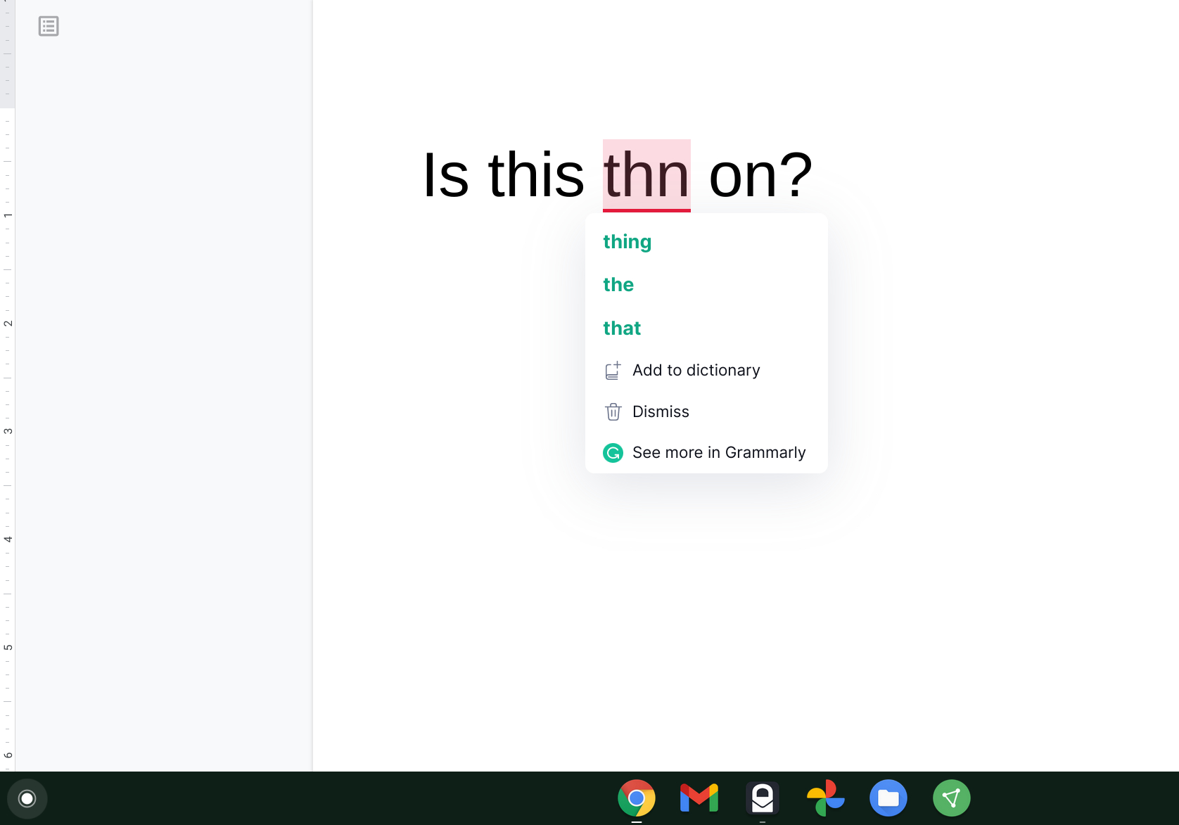 Grammary on a Chromebook in Google Docs