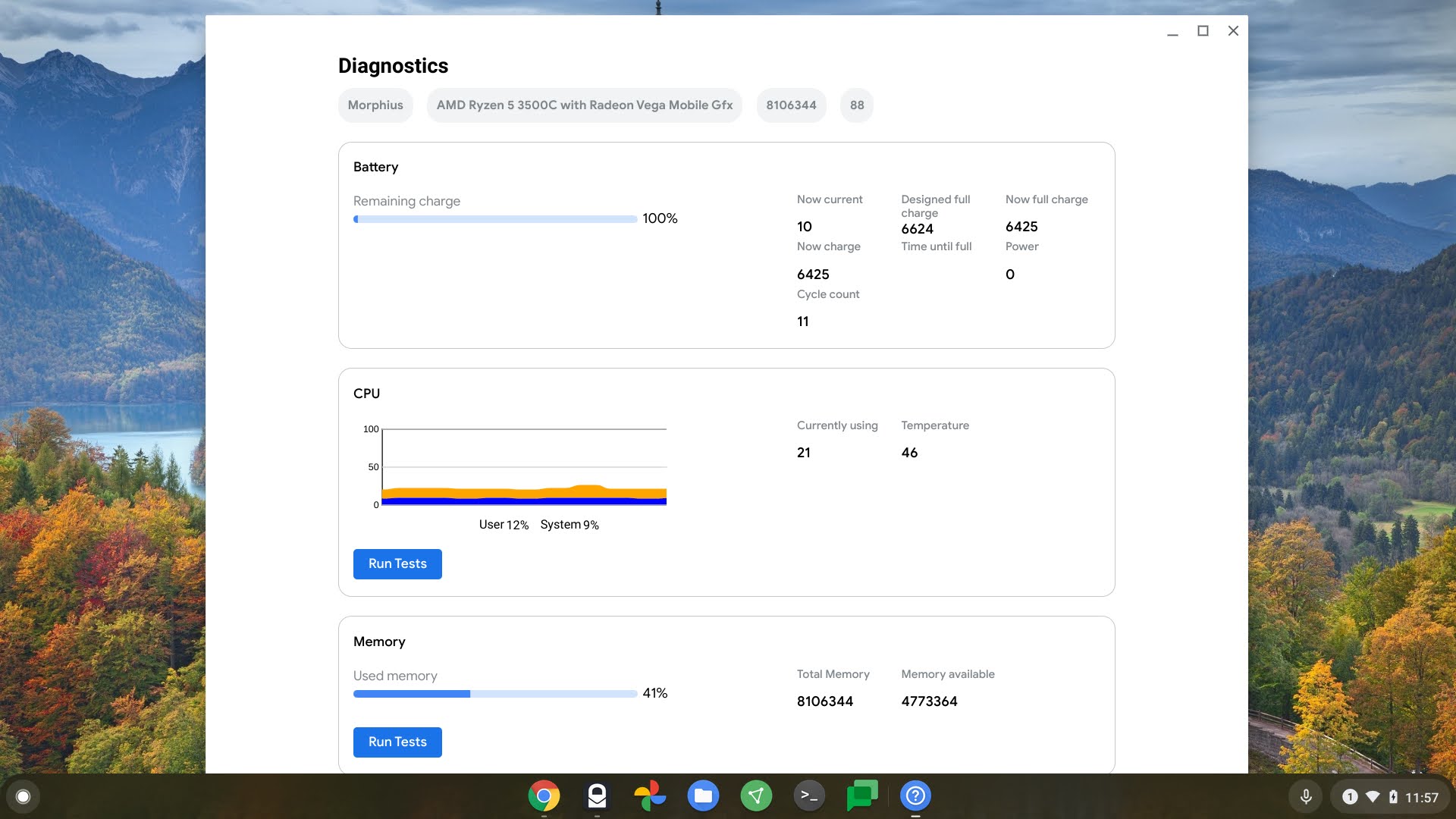 Chrome OS battery diagnostics