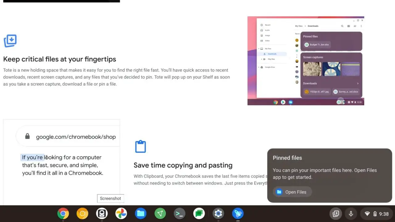 new Tote feature in Chrome OS 89
