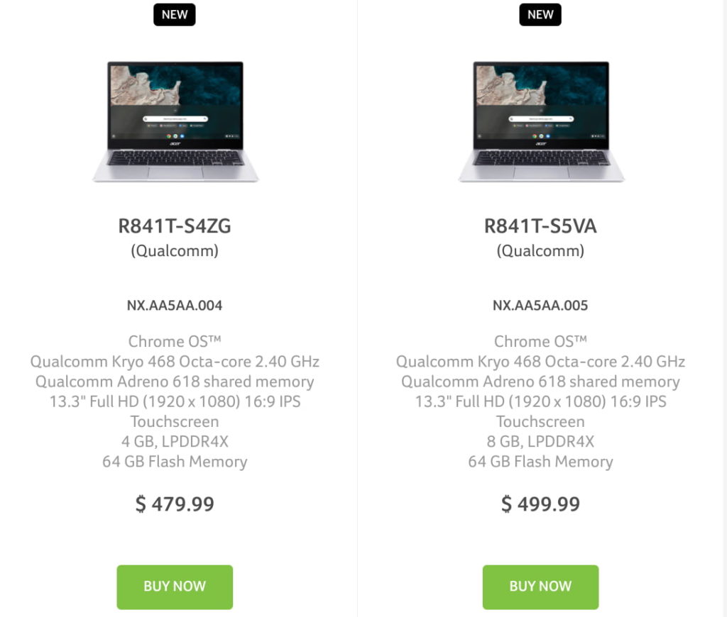 Acer Chromebook Spin 513 models