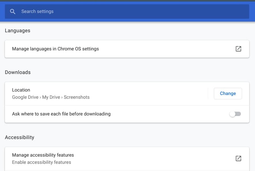 Change the Downloads folder on Chromebook