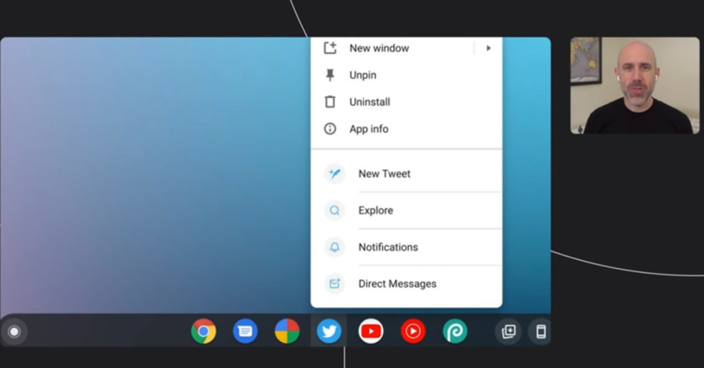 Web app menus on Chromebooks
