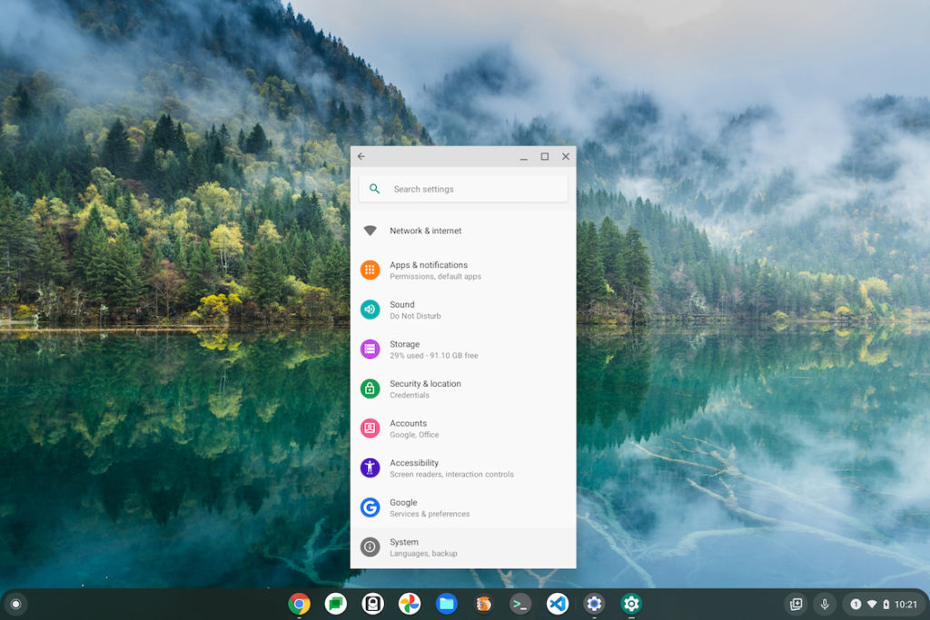 Android preferences on a Chromebook