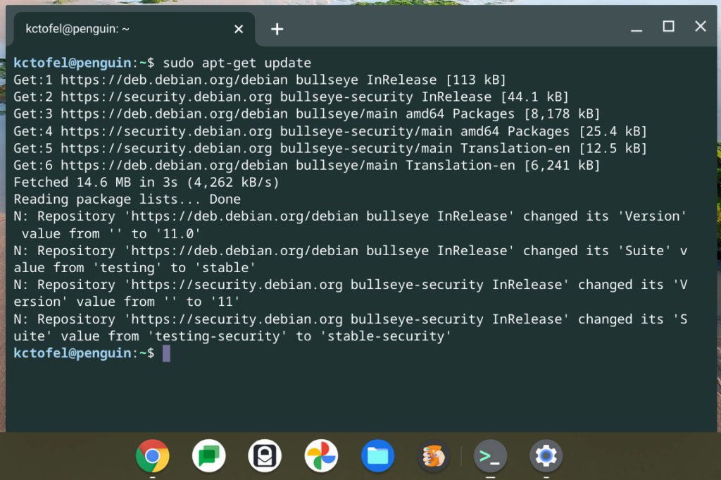 Debian 11 for Linux on Chromebooks is moving to Debian 12