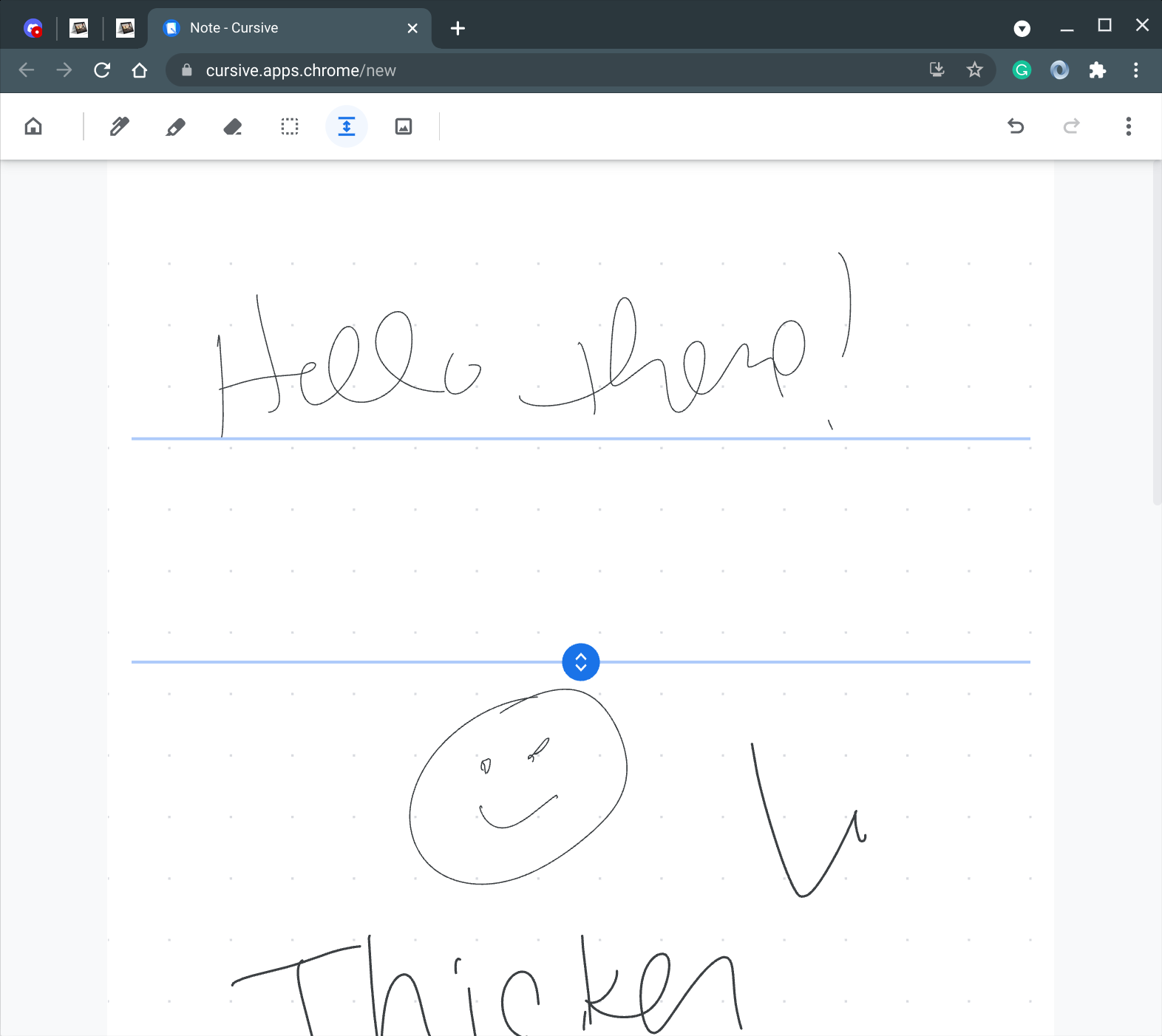 Cursive app adding more space