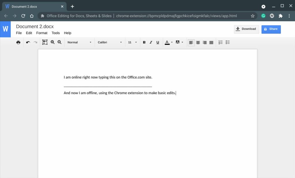 Google Docs editor for Office document