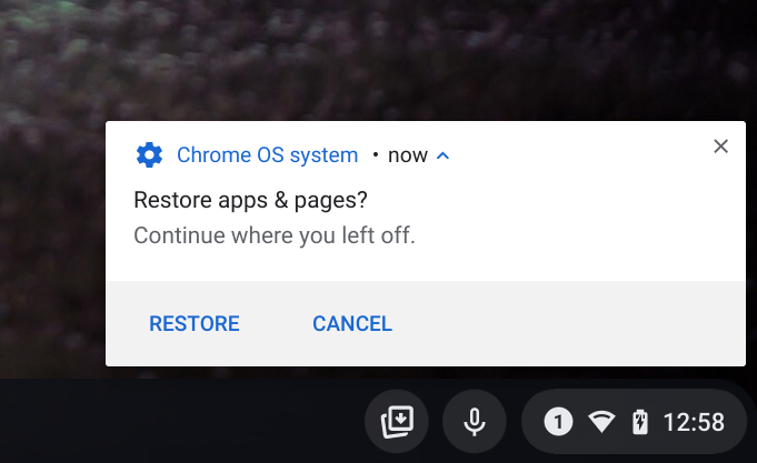 How to add full restore on a Chromebook to reopen all apps in Chrome OS 92