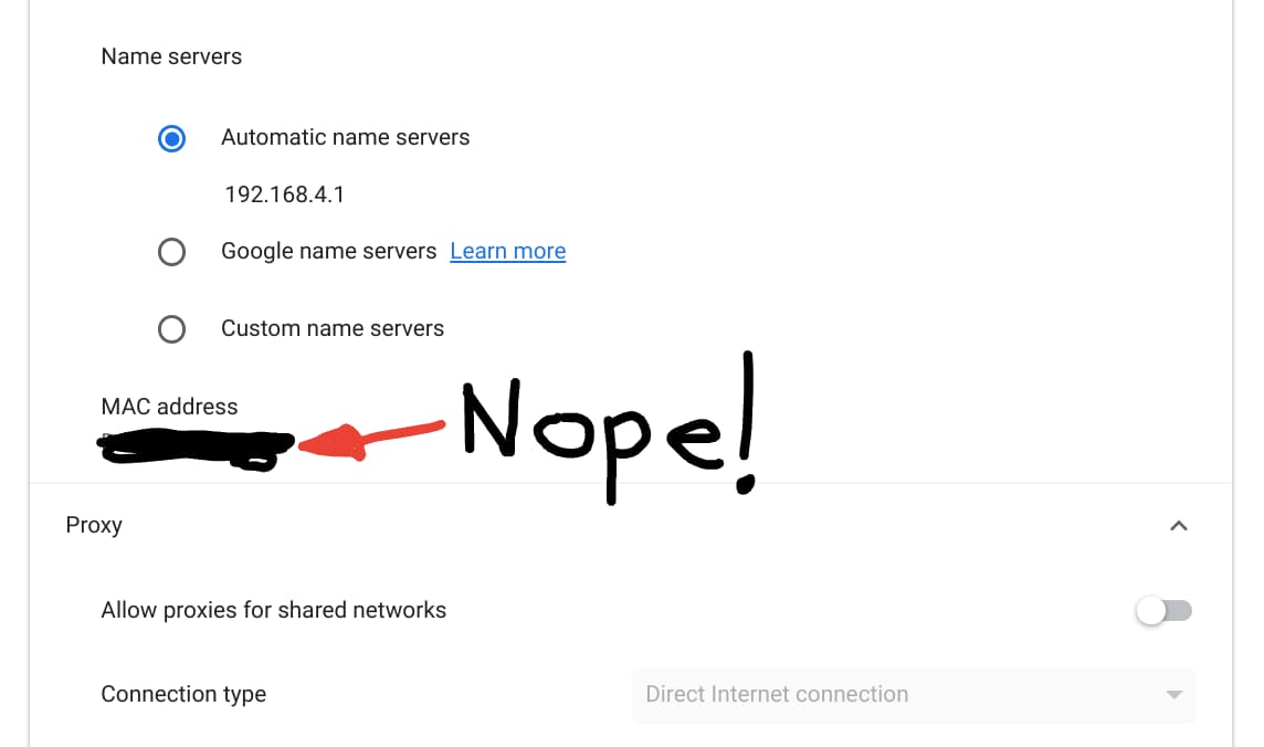 Chromebook privacy feature MAC address