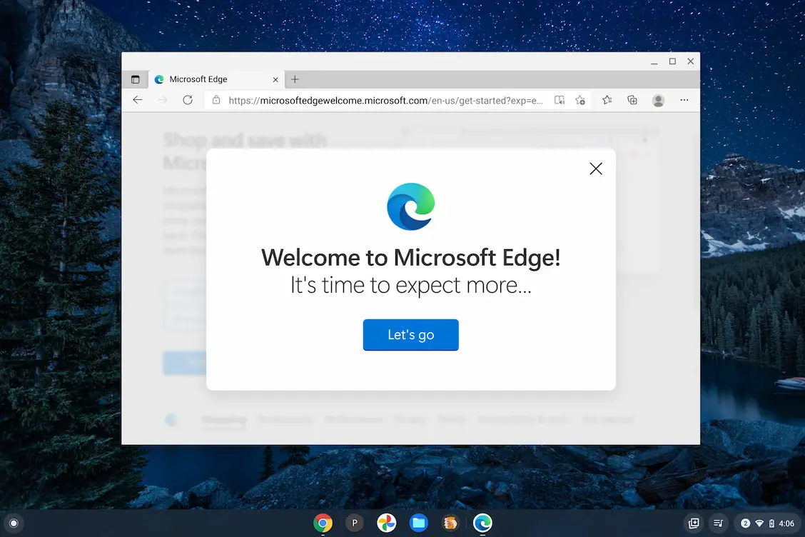 Microsoft Edge on a Chromebook installation