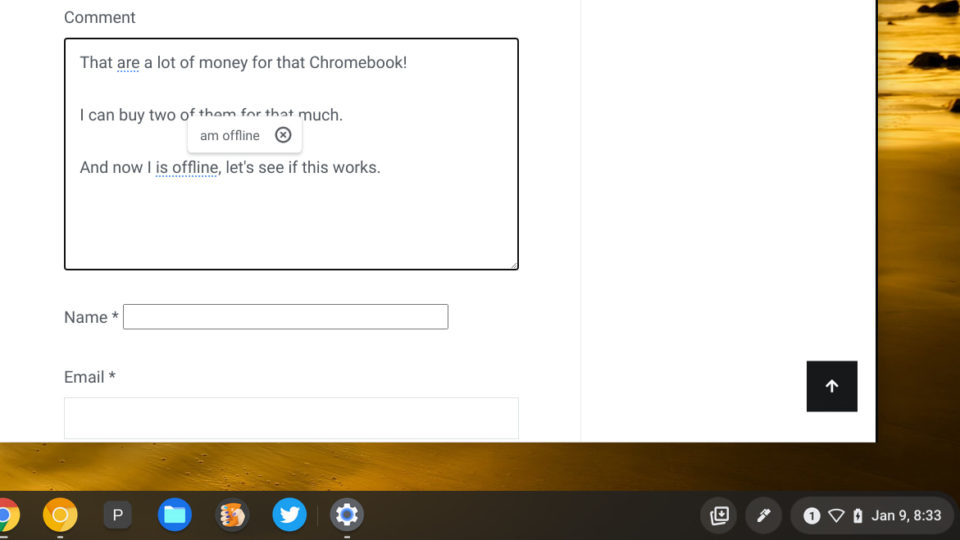 Chrome OS 97 on device grammar check for Chromebook