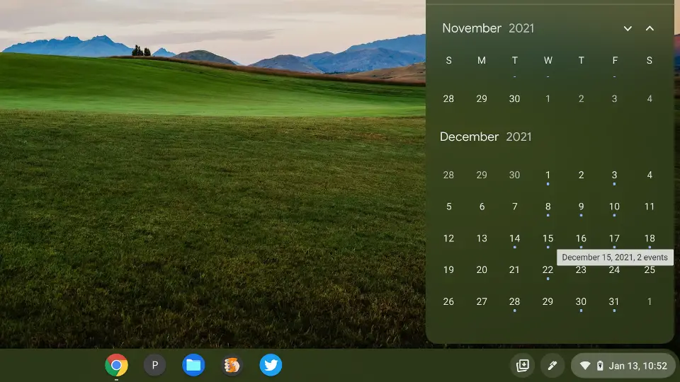 Chrome OS 99 Google Calendar event integration