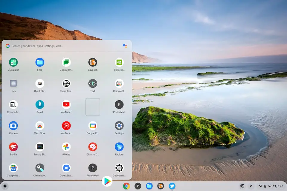Chrome OS 100 dragging apps from Launcher to System Tray