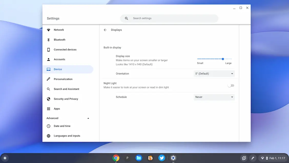 Chromebook display settings