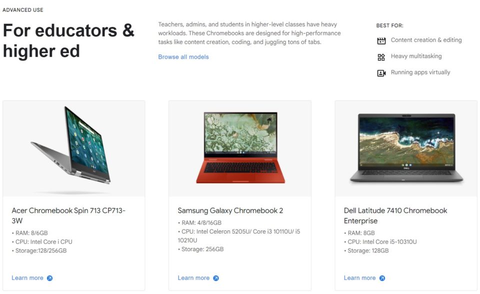Google helps teachers pick Chromebooks