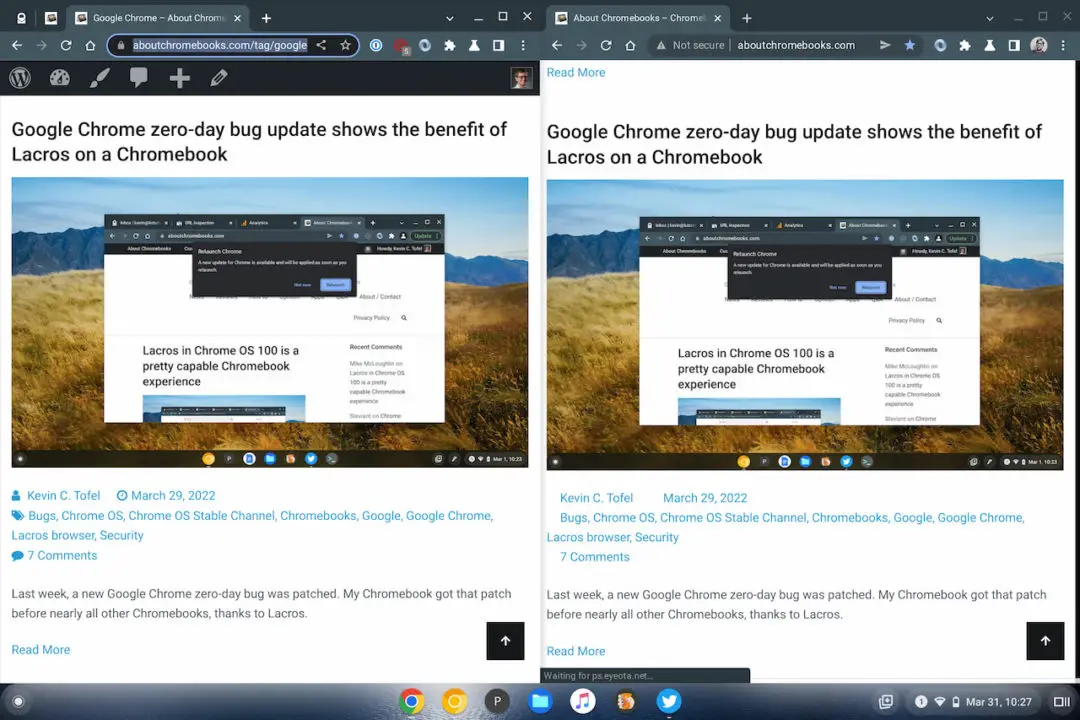 Lacros vs ChromeOS browser on Chromebooks
