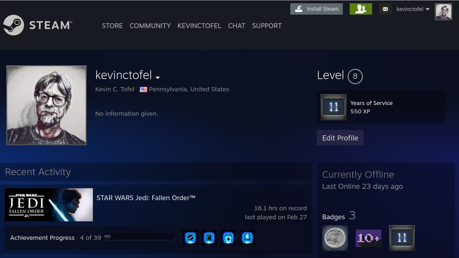 Steam profile