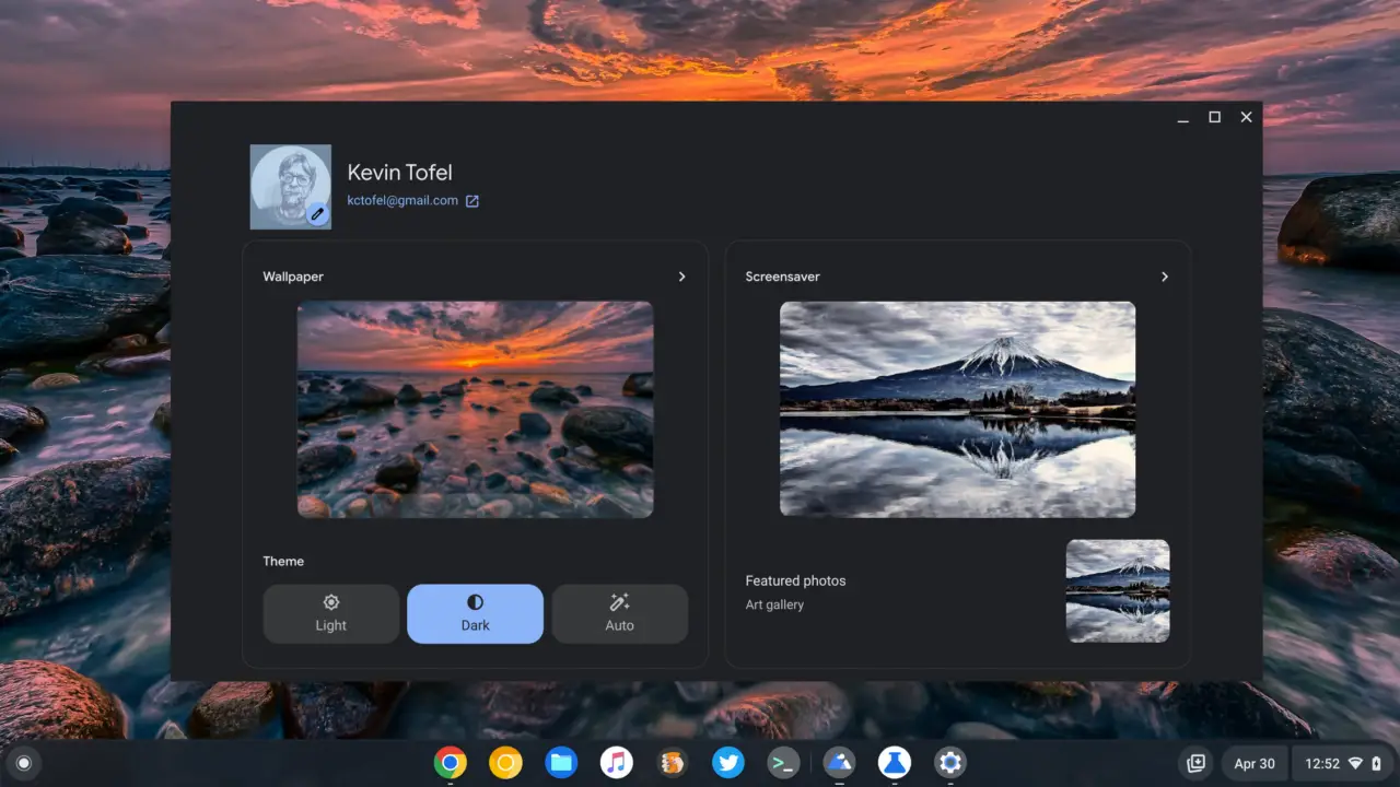 Chromebook Personalization Hub in Chrome OS