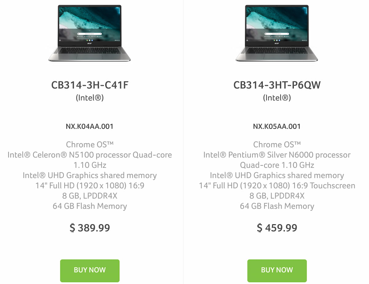 2022 Acer Chromebook 314
