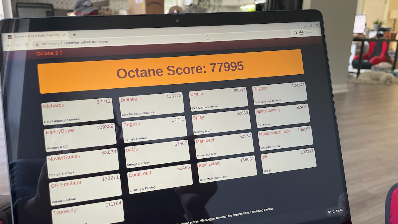 HP Elite Dragonfly Chromebook Octane score