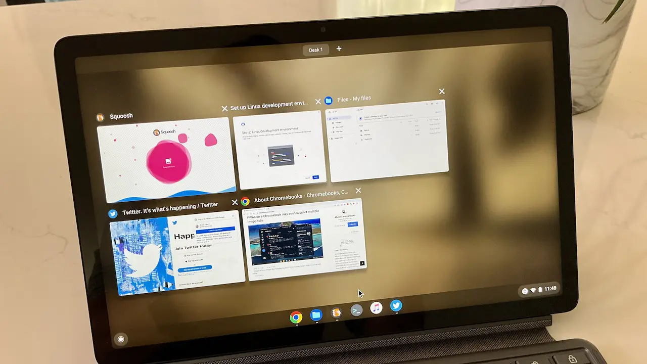 Chrome OS tablet overview mode