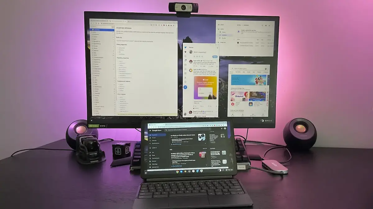 Lenovo Duet Chromebook 3 dengan monitor