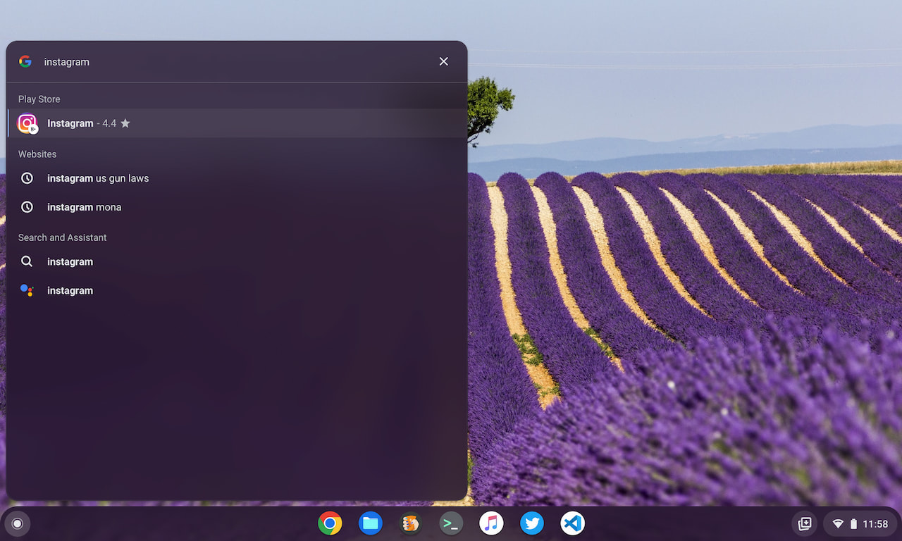 Google Play Store search in the Chromebook Launcher