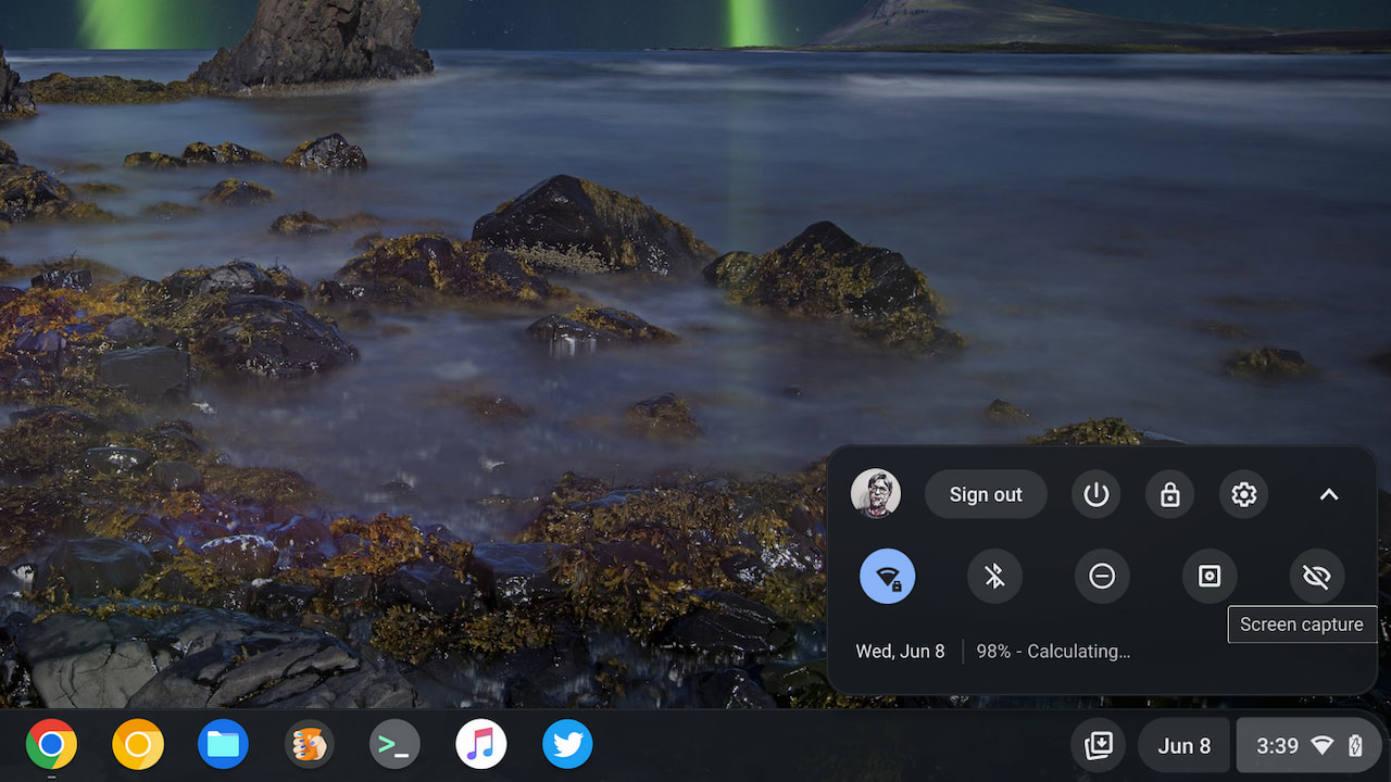 Screenshot on a Chromebook with screen capture button