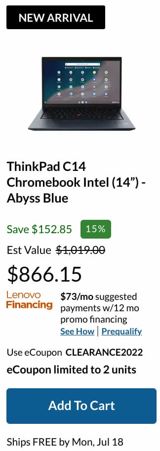 Discounted Lenovo ThinkPad C14 Chromebook with 12th gen Intel