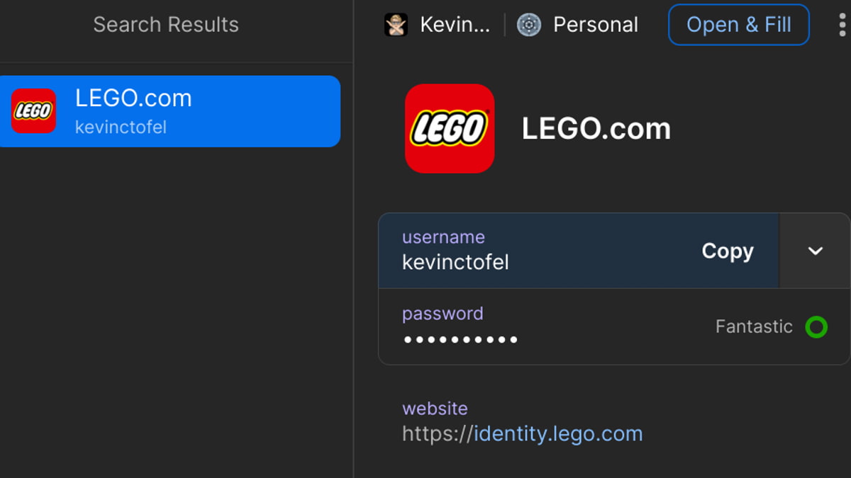 ChromeOS password strength indicator in 1Password.
