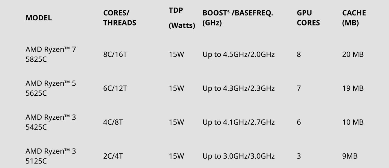 AMD Chromebook processors for 2022