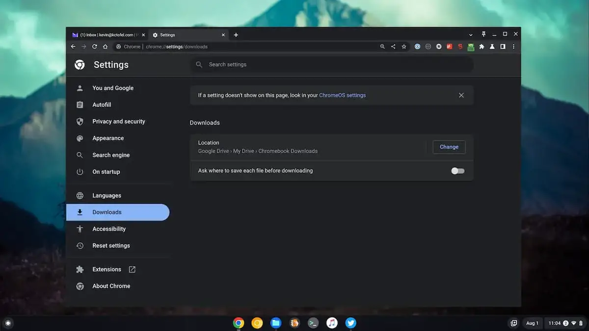 Change the Chromebook Downloads folder to Google Drive
