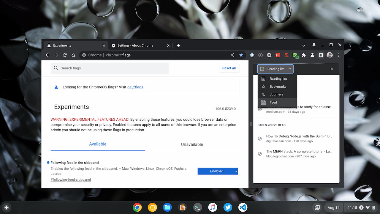 ChromeOS Google feed reader option