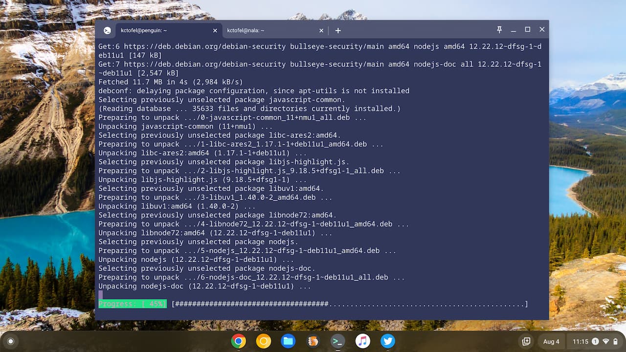 Apt install of Node